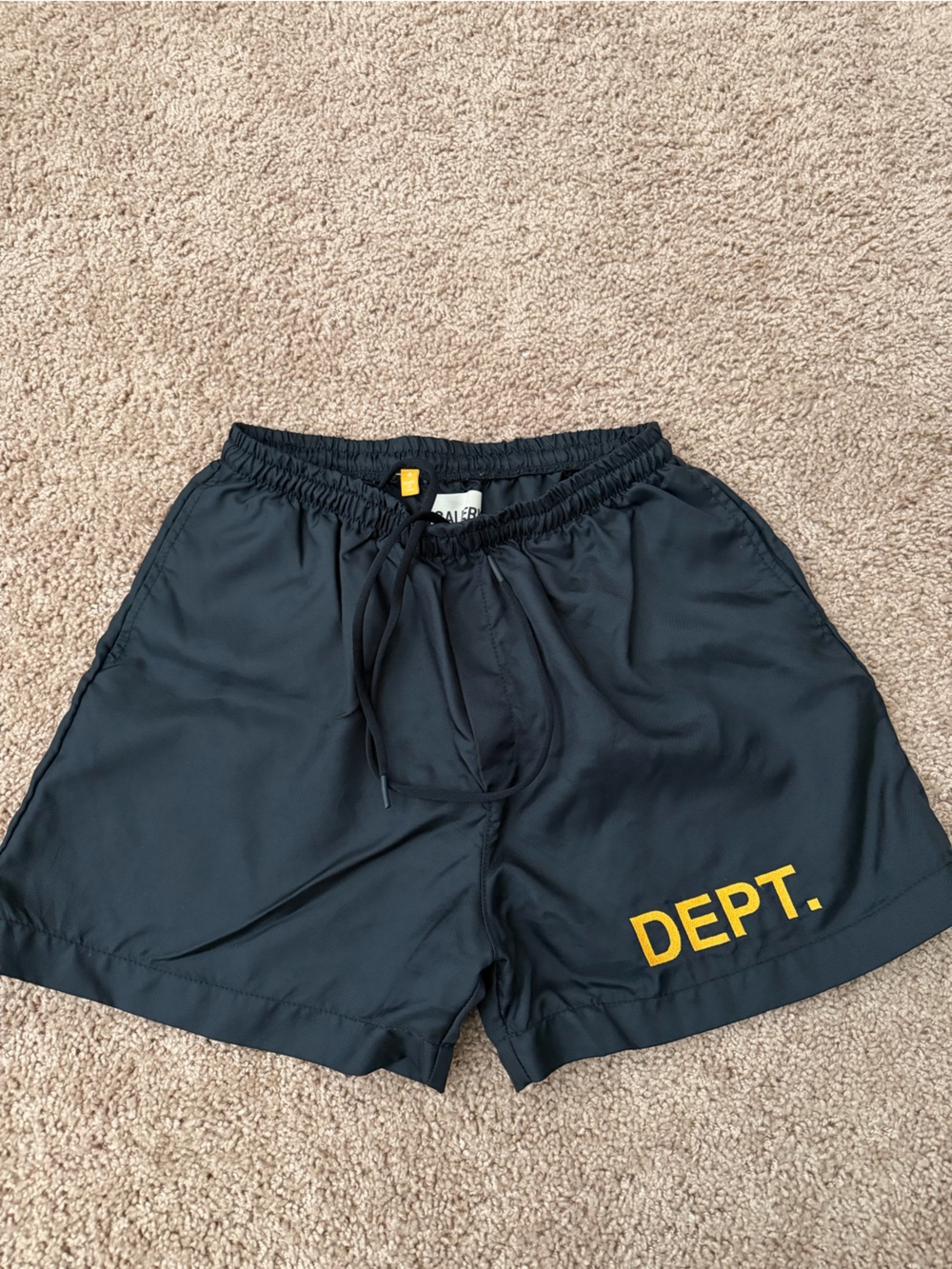 Gallery Dept Black Shorts with Yellow Size Tag